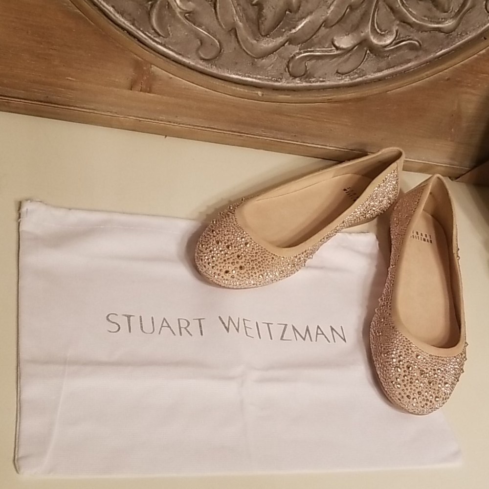 Stuart Weitzman Studded Nubeads Suede Ballet Flats